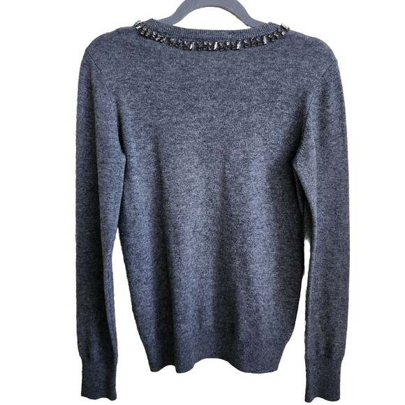 Equipment 'Shane' Embellished $359 Sweater in HEATHER GRAY XS wool Cashmere EUC - Picture 6 of 12